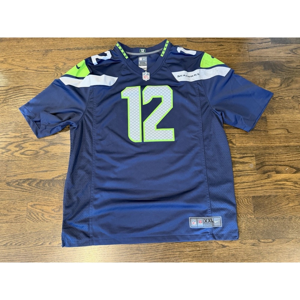 Nike On Field Seattle Seahawks #12 FAN Jersey 2XL XXL Home Blue NFL